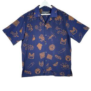 Via Ripatti Shirt Men’s M Tattoo Tribal Aloha Hawaiian Novelty All Over Print